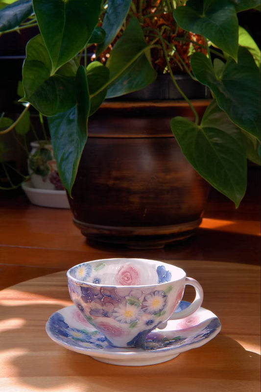 Yuzuriha Flower Coffee Cup Set
