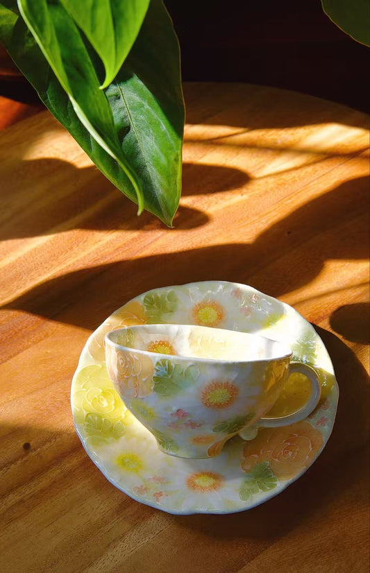 Yuzuriha Flower Coffee Cup Set