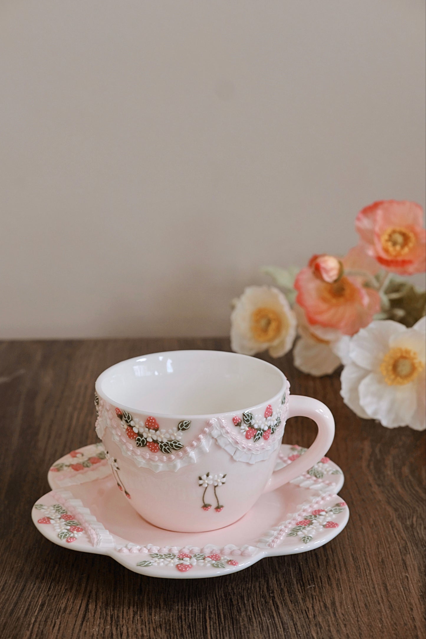 Toto. Strawberry Cup and Saucer