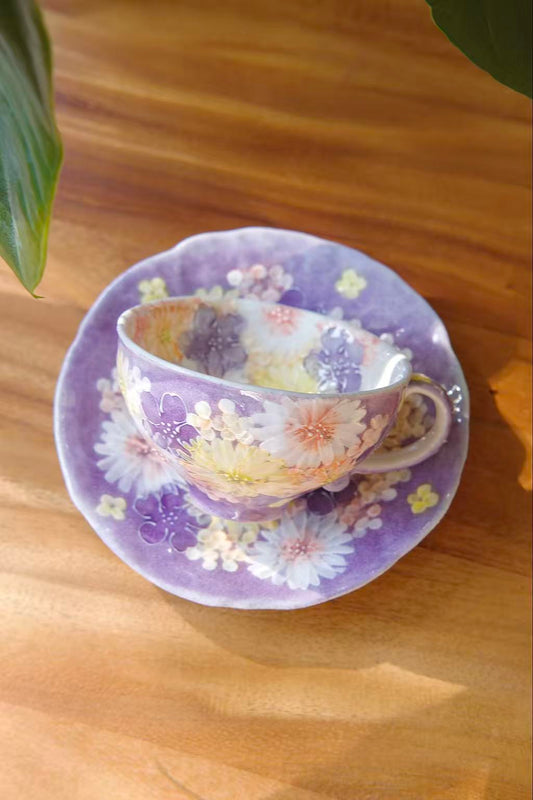 Yuzuriha Flower Coffee Cup Set