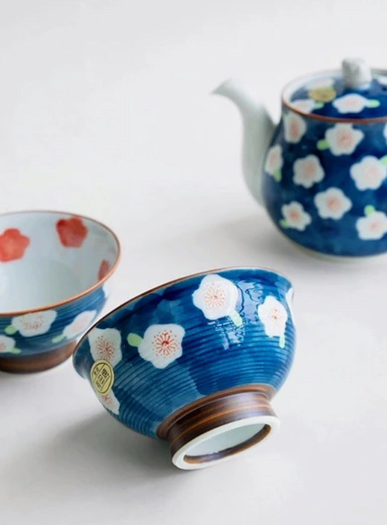 Arita Ware Hand Made Blue Bunny Tea Pot Set