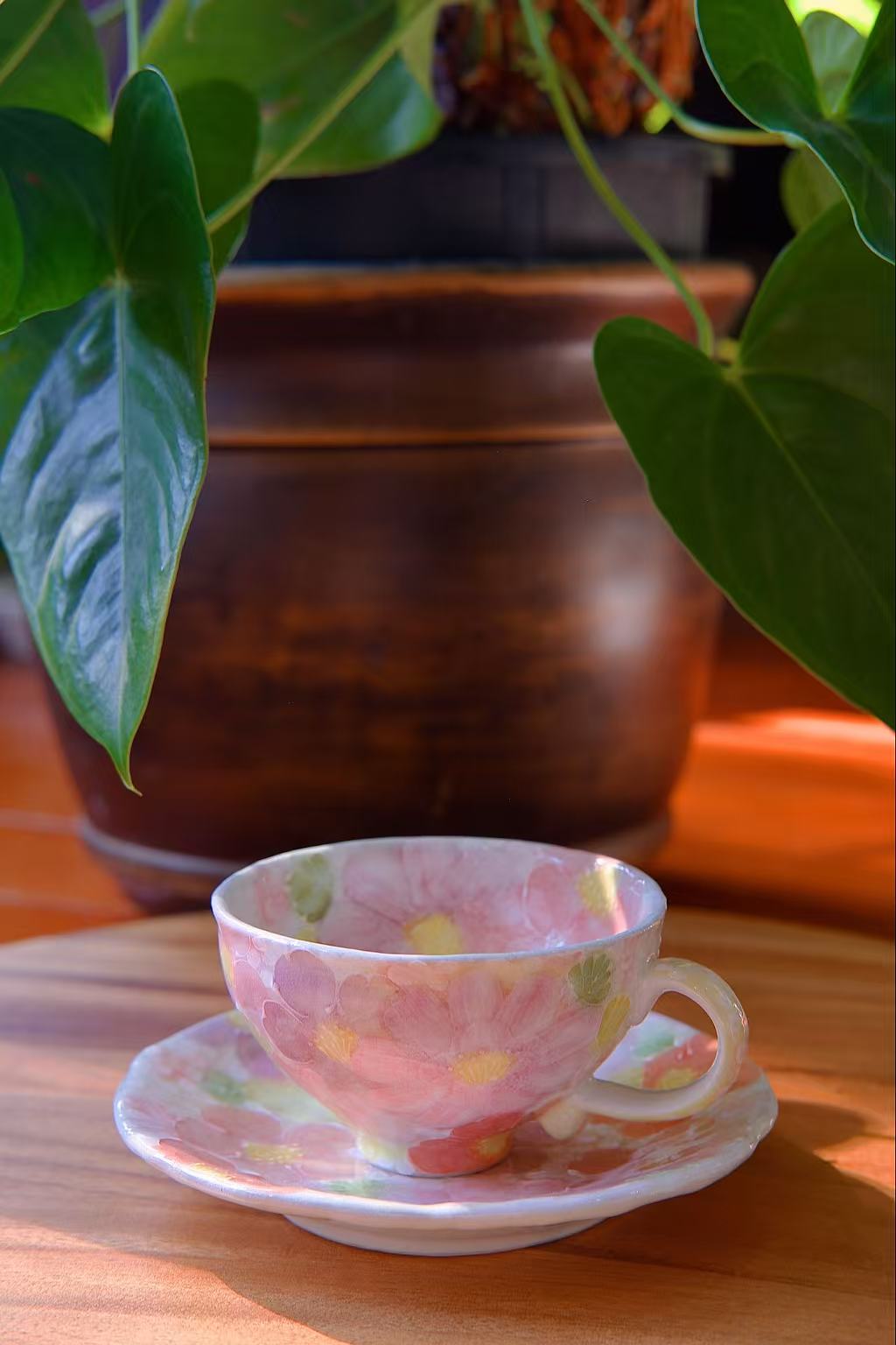 Yuzuriha Flower Coffee Cup Set