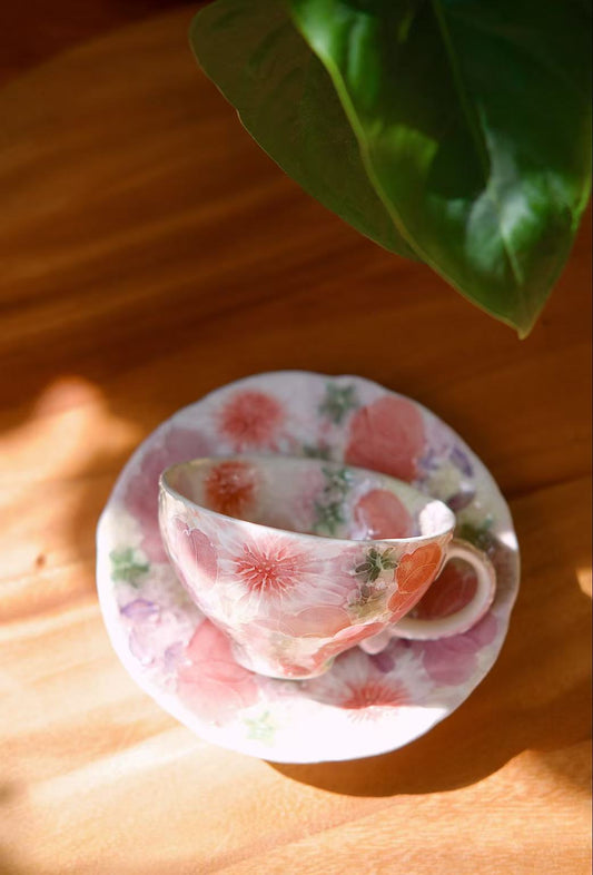 Yuzuriha Flower Coffee Cup Set