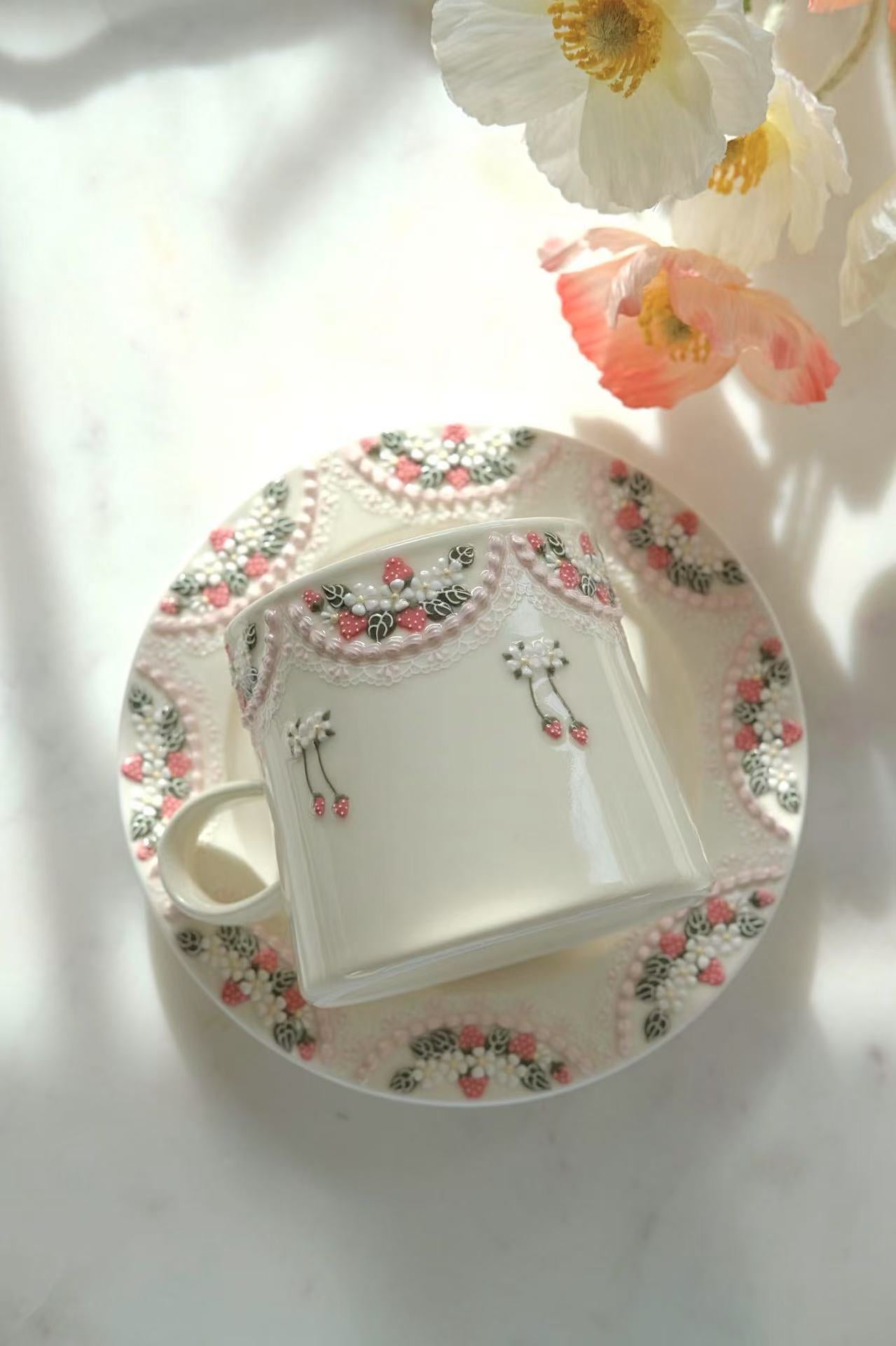 Toto. Strawberry Cup and Saucer
