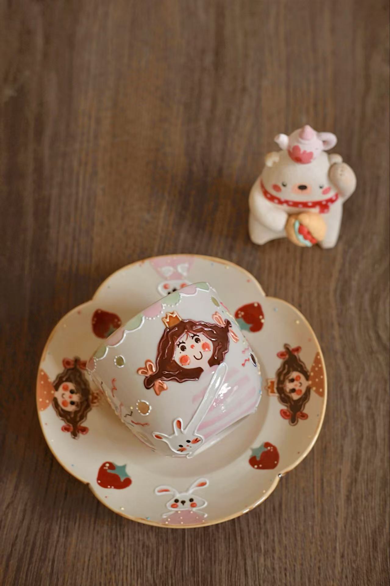 PiPi Pink Girl Coffee Cup with Bunny