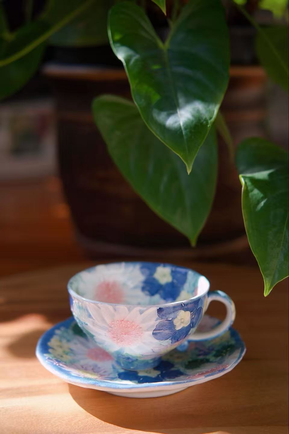 Yuzuriha Flower Coffee Cup Set