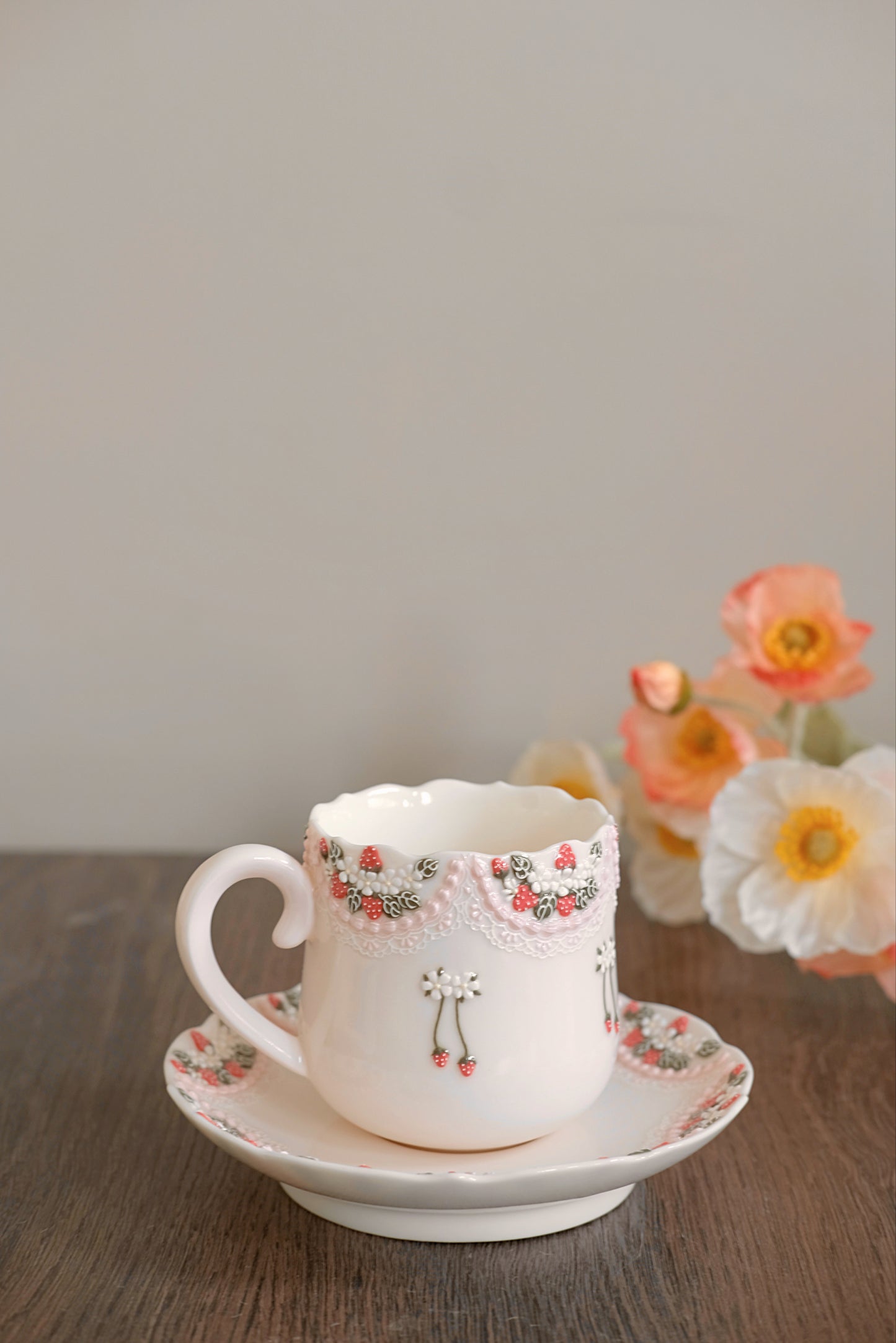 Toto. Strawberry Cup and Saucer