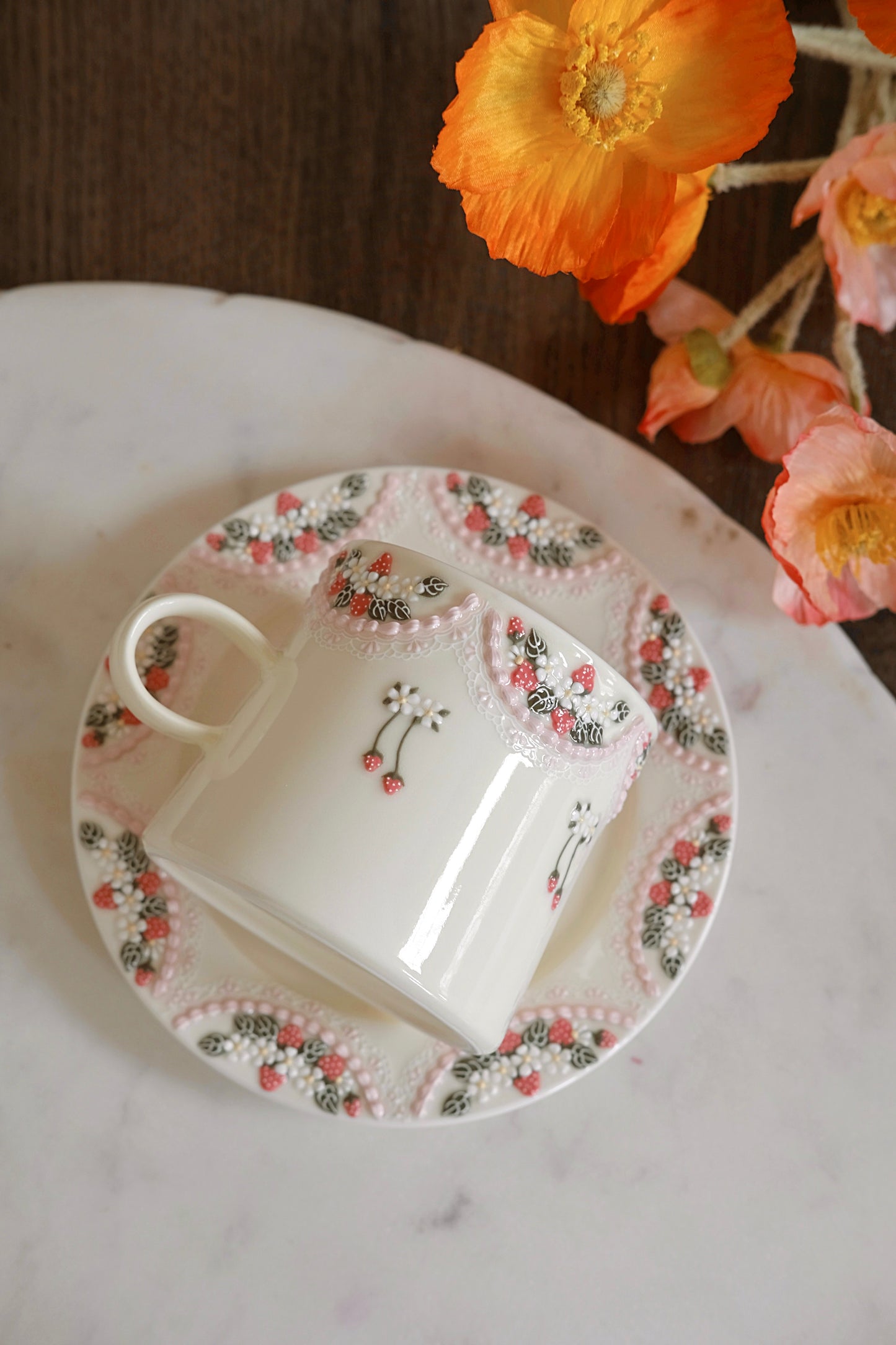 Toto. Strawberry Cup and Saucer