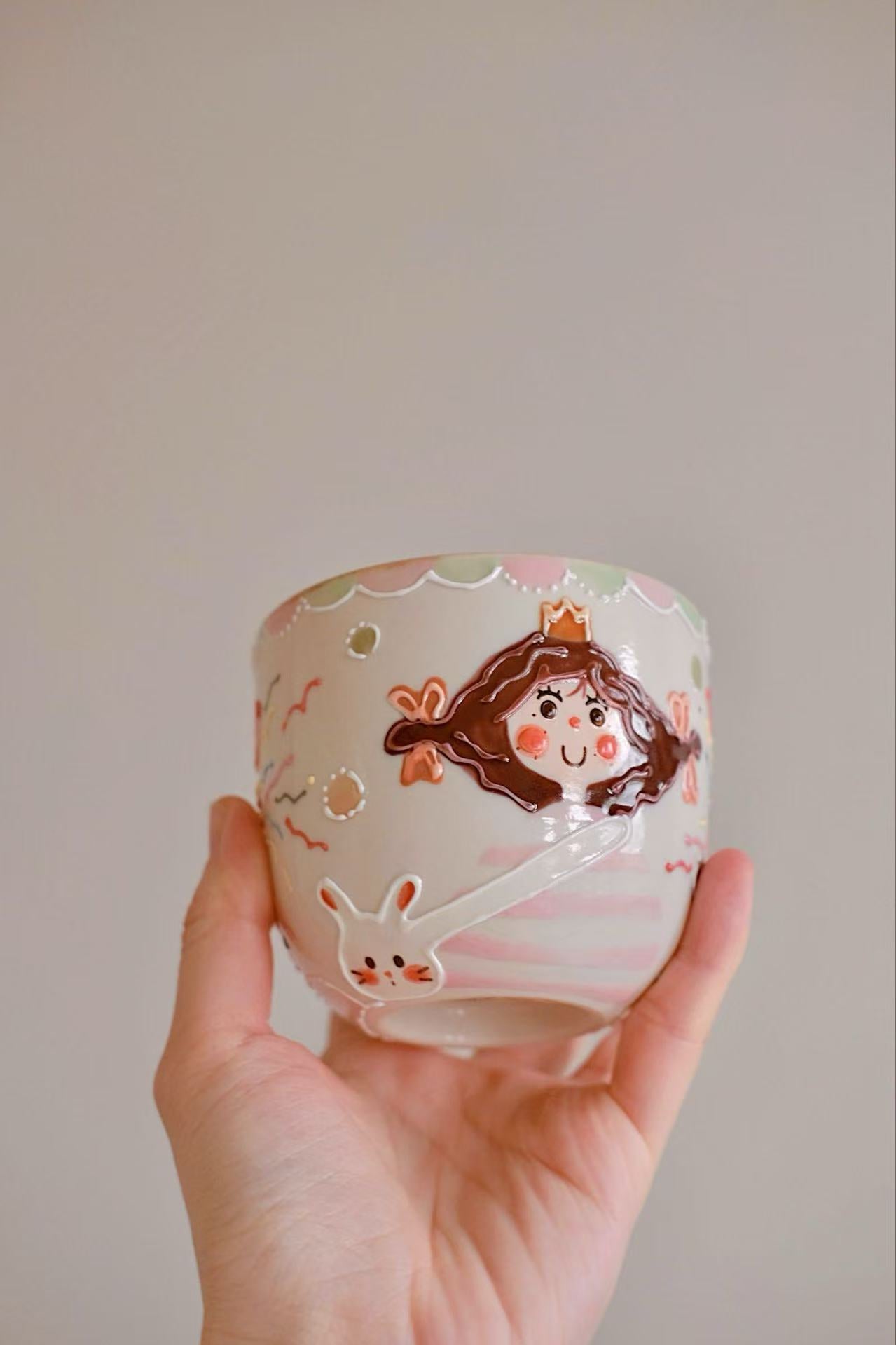 PiPi Pink Girl Coffee Cup with Bunny