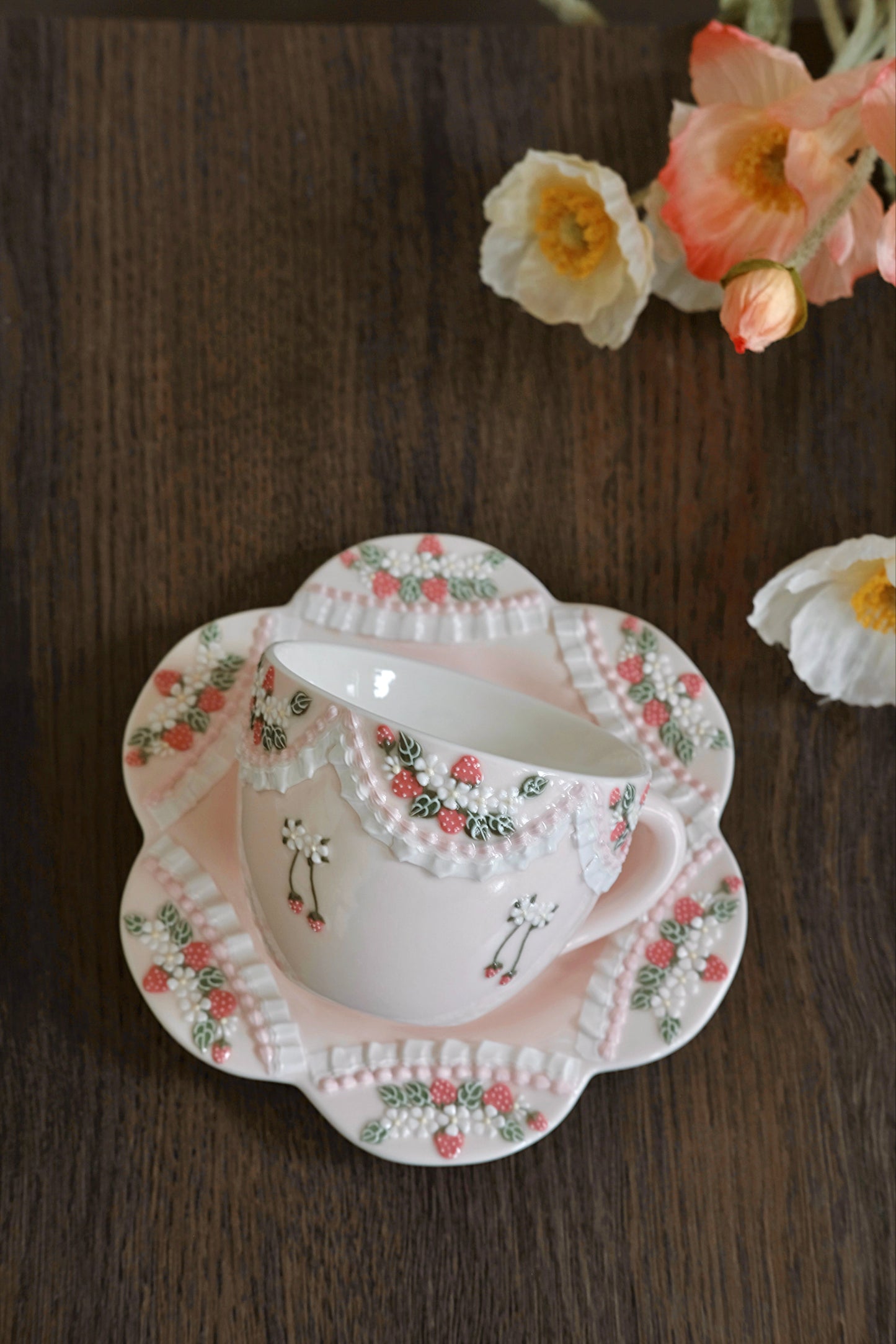 Toto. Strawberry Cup and Saucer