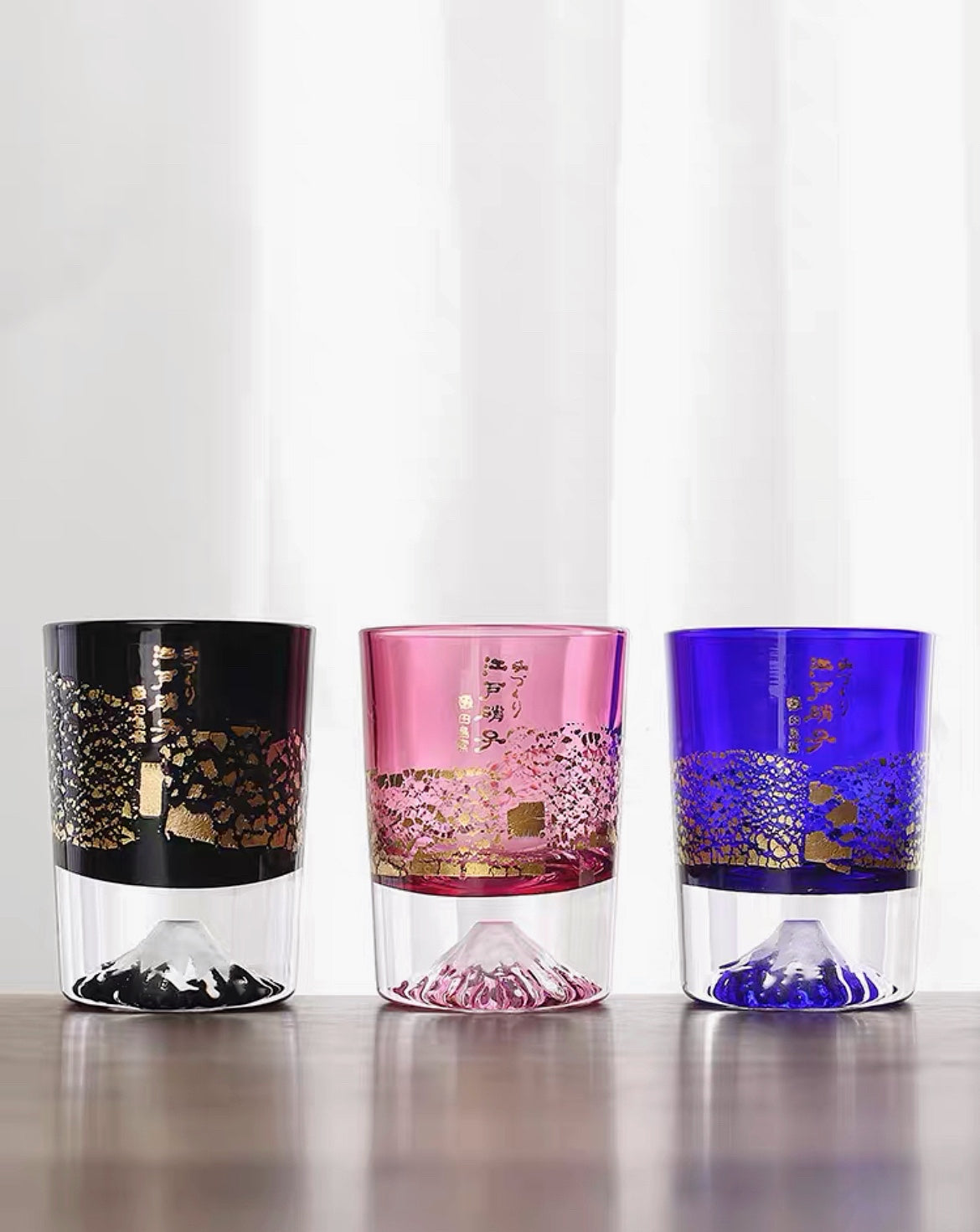 Gold Leaf Fuji Sake Cup Tajima Glass Koji