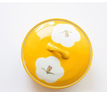 Arita Japan handmade Camellia Lid Bowl (Gift Box)
