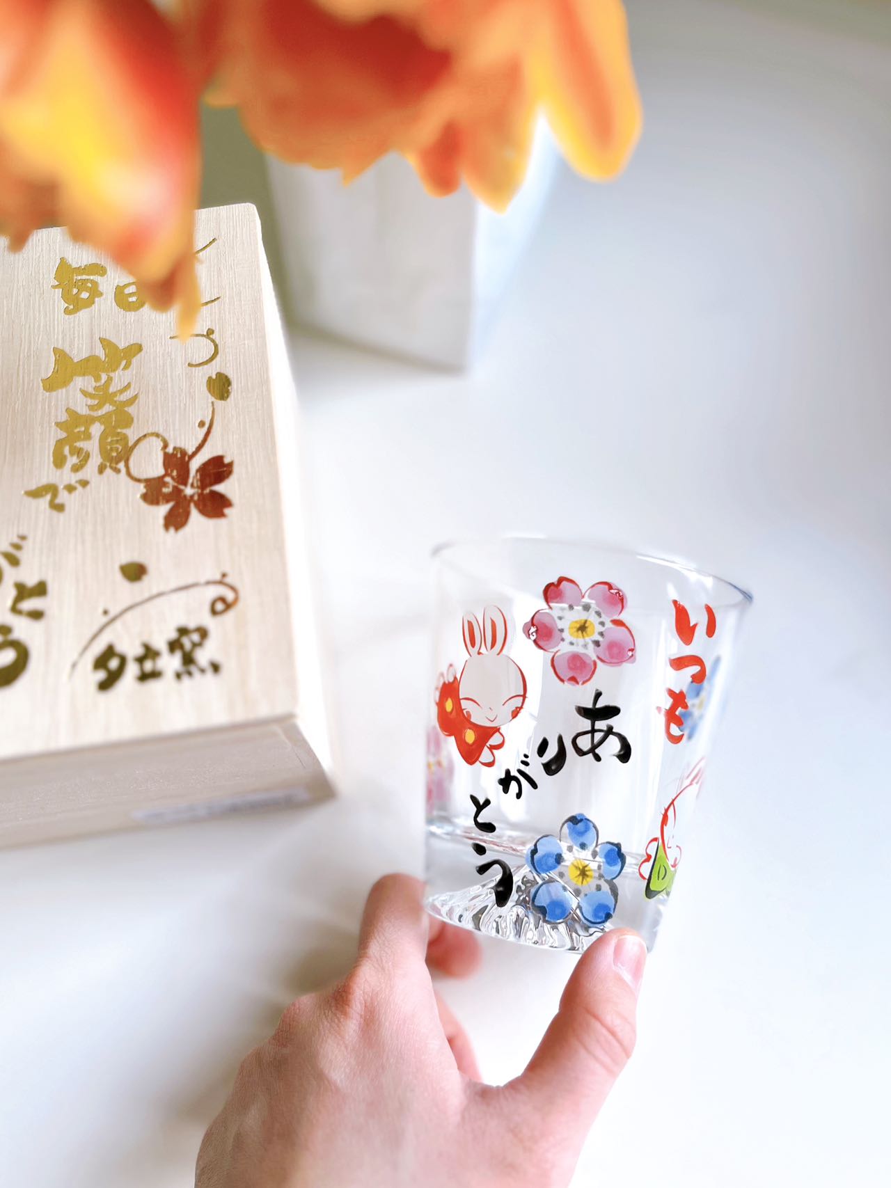 Yudachi Mt Fuji Bunny Tumbler in Wooden Box