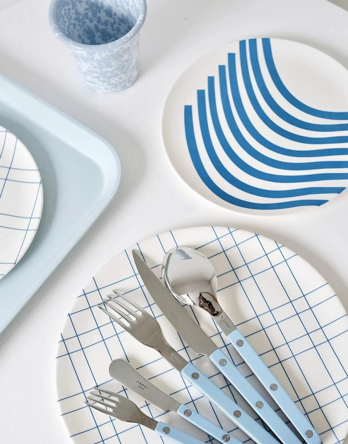 Sabre Bistrot Shiny Flatware - Pastel Blue