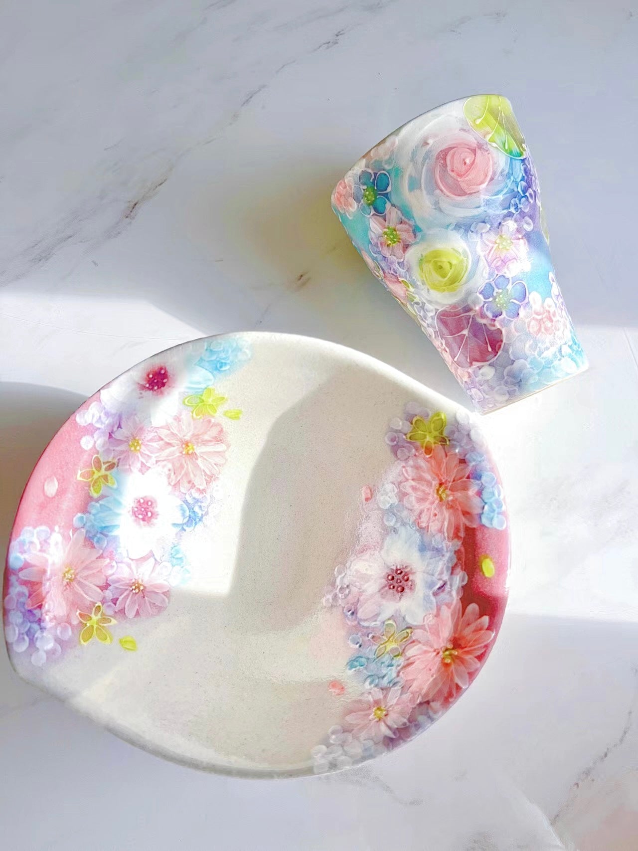 Yuzuriha Flower Noodle Bowl in Purple Flowers
