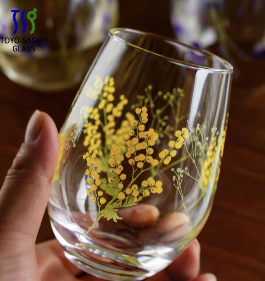 Toyo-Sasaki Mimosa Flower Tumbler Glass Gift Set