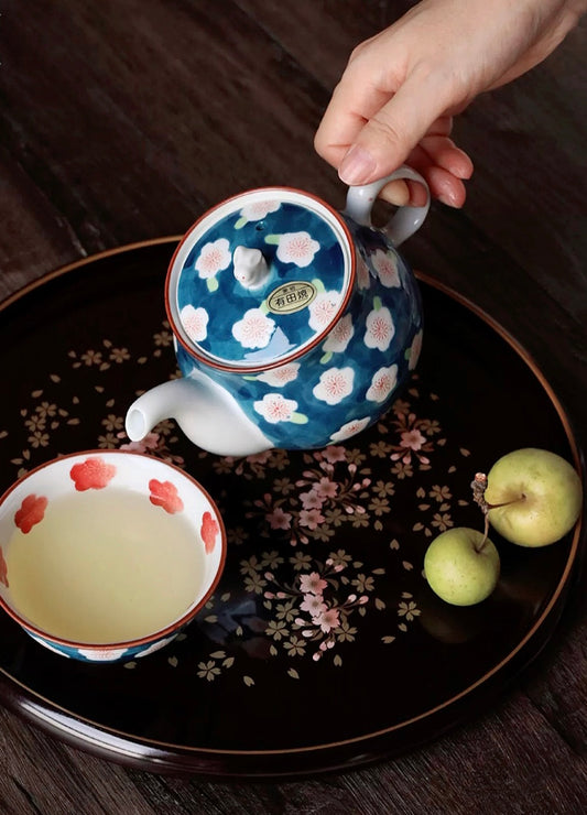 Arita Ware Hand Made Blue Bunny Tea Pot Set