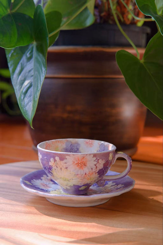 Yuzuriha Flower Coffee Cup Set