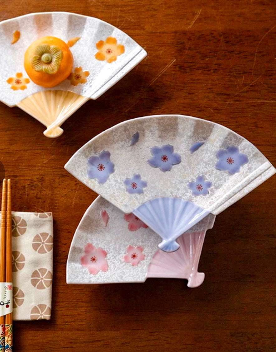 Arita Ware Sakura Fan Shaped - Three Colors