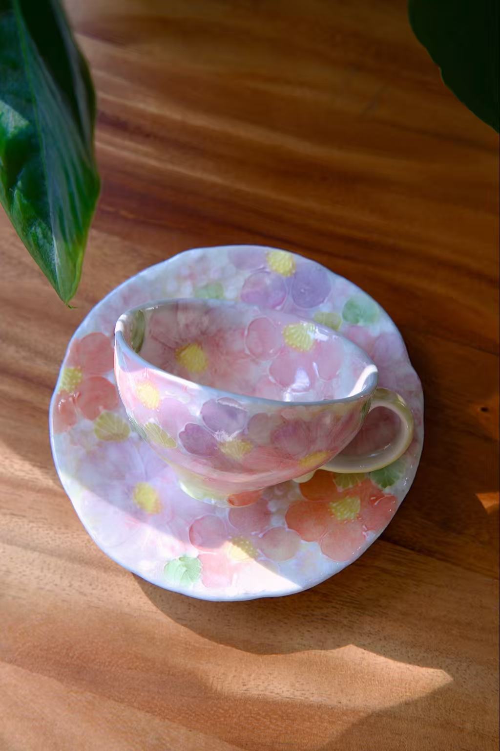 Yuzuriha Flower Coffee Cup Set