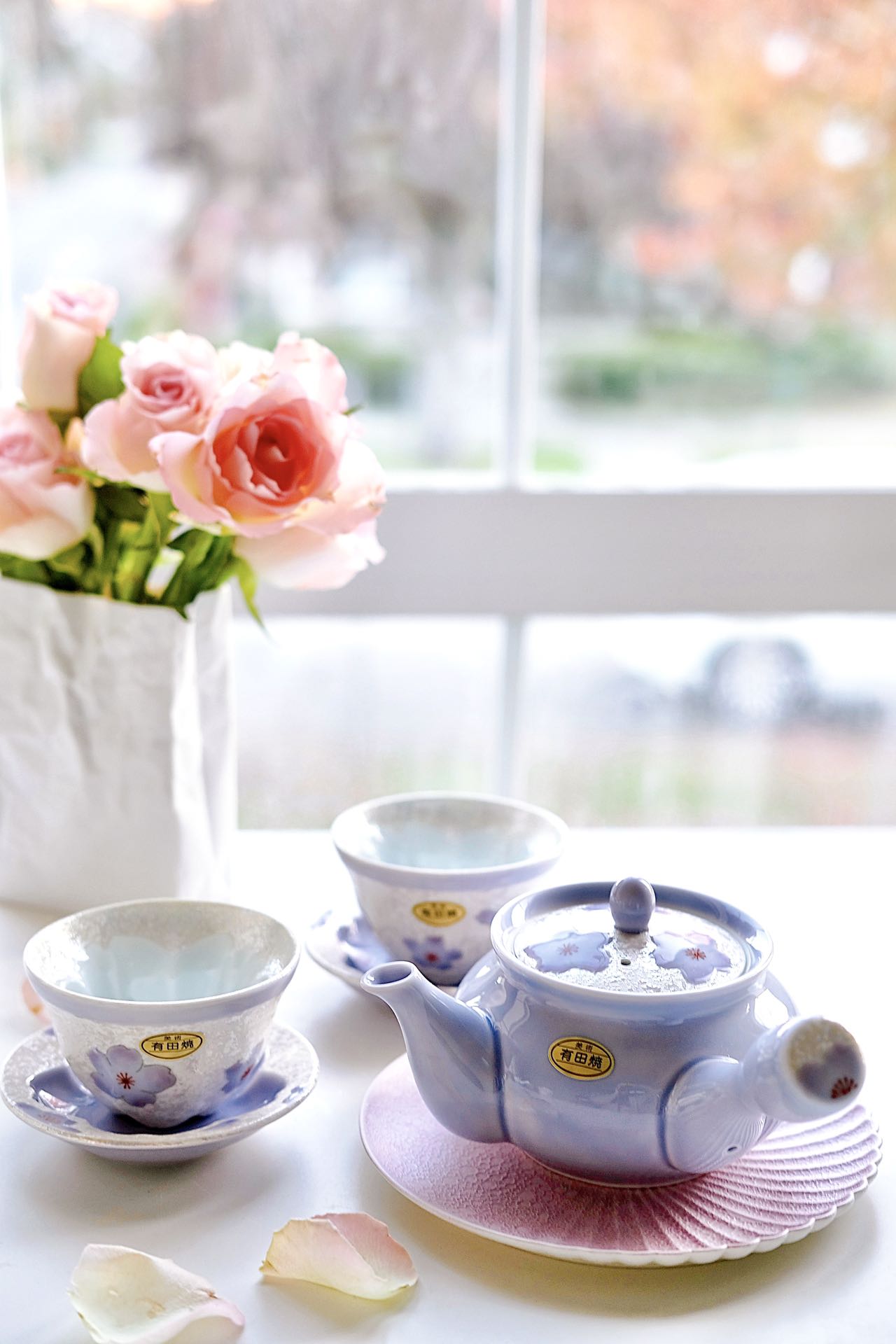 Arita ware Purple Raster Cherry Blossom Teapot