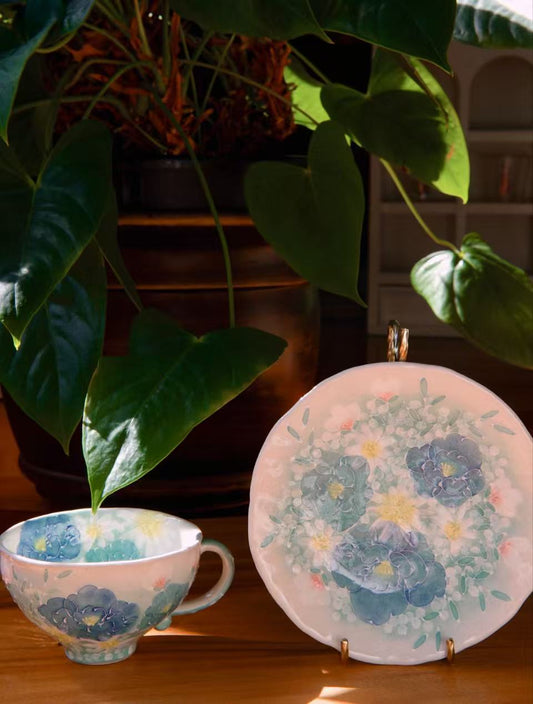 Yuzuriha Flower Coffee Cup Set