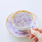 Aritayaki Double Sided Golden Silver Peony Cups and Saucers - Purple