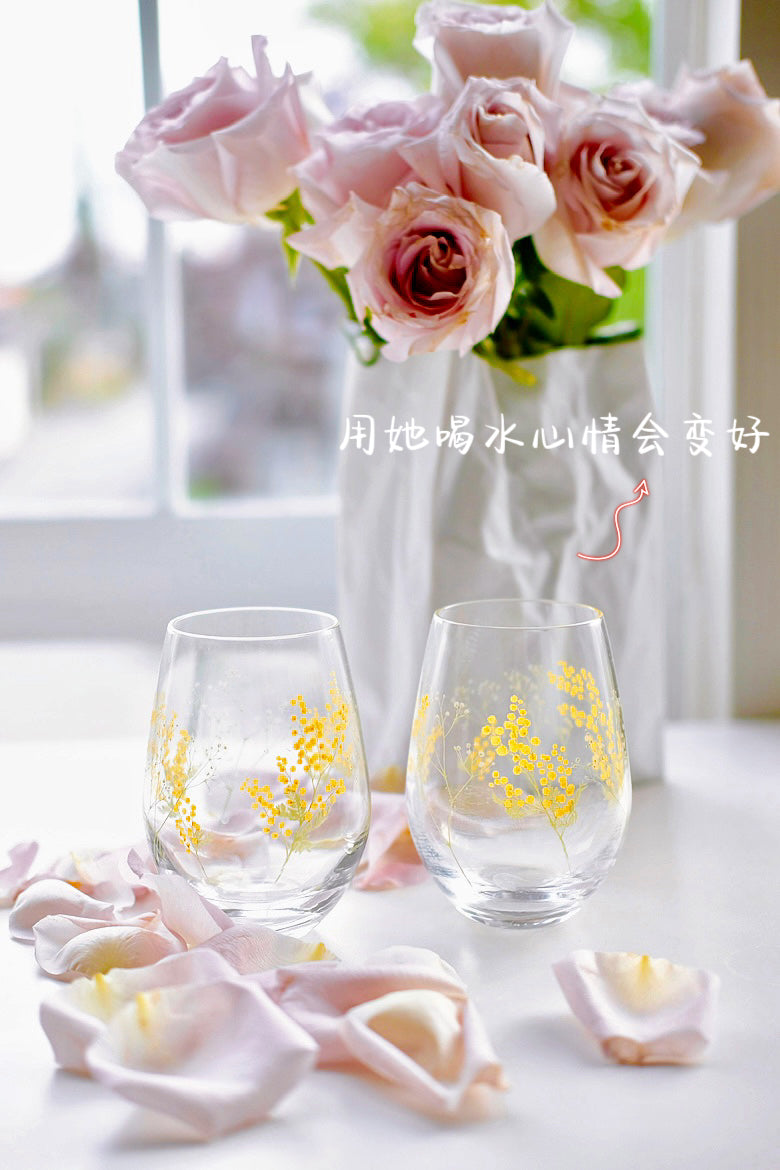 Toyo-Sasaki Mimosa Flower Tumbler Glass Gift Set