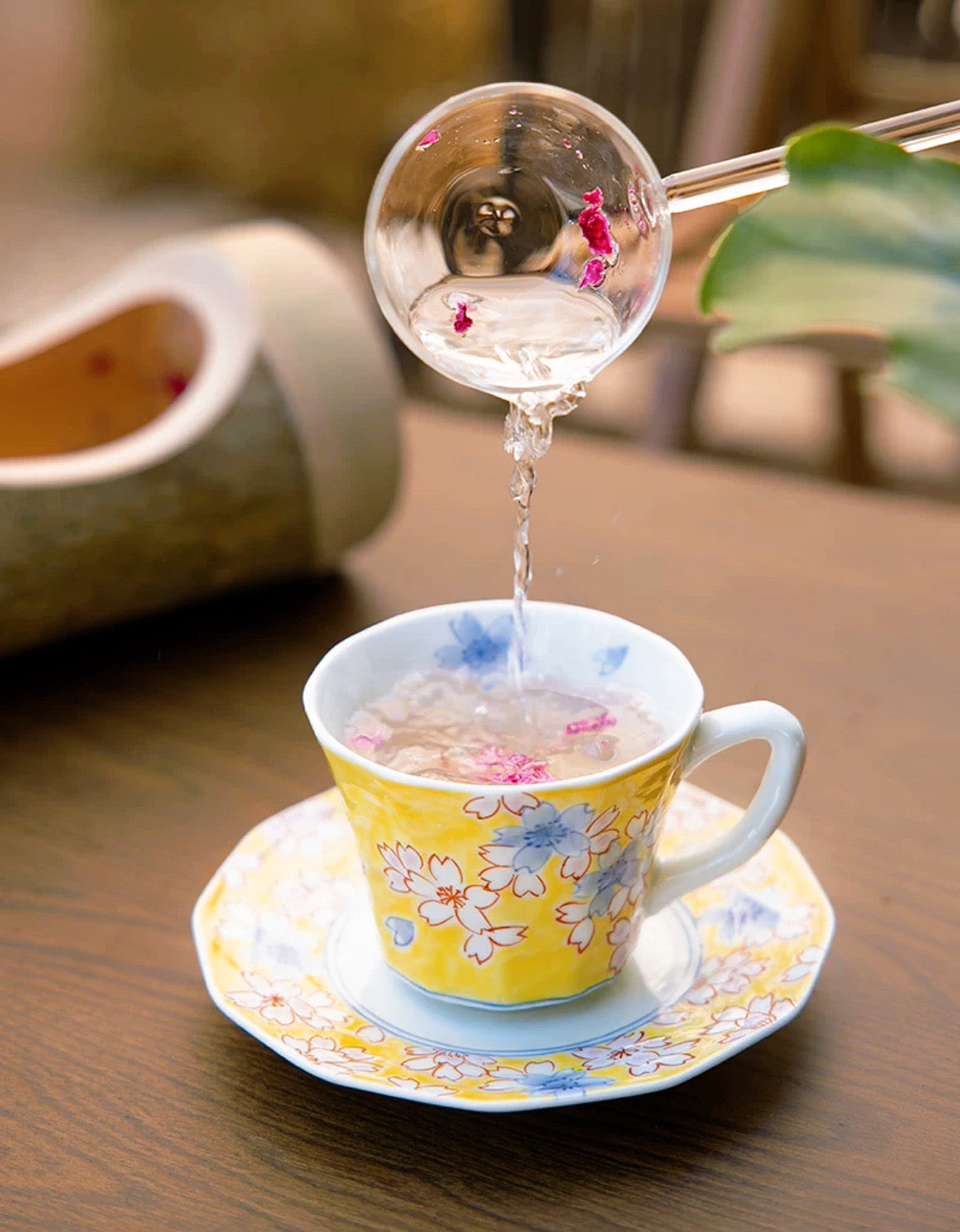 Arita Ware Artist Yellow Coffee Cup with Yellow Flower