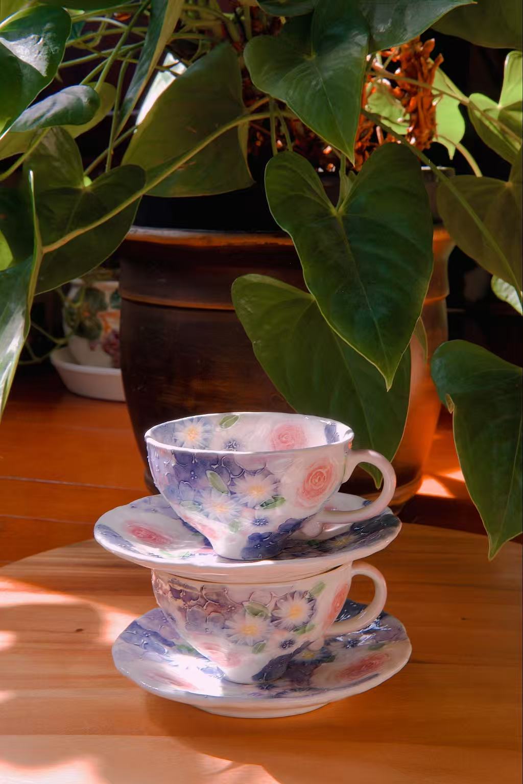 Yuzuriha Flower Coffee Cup Set