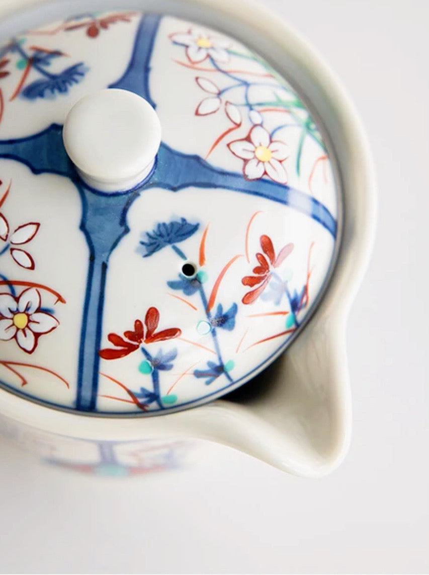 Arita Ware Handdraw Flower Teapot Set