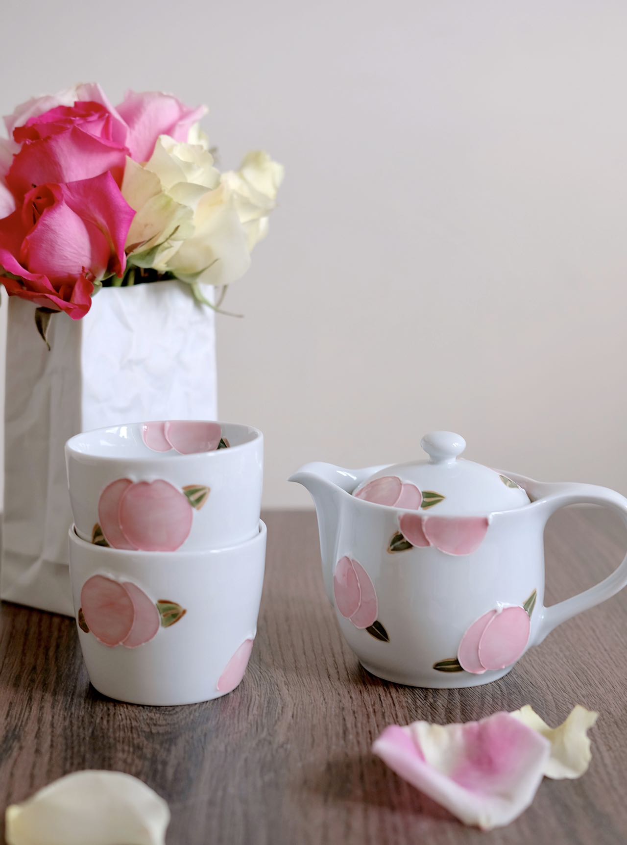 Arita Ware Hand Painted Peach Tea Set