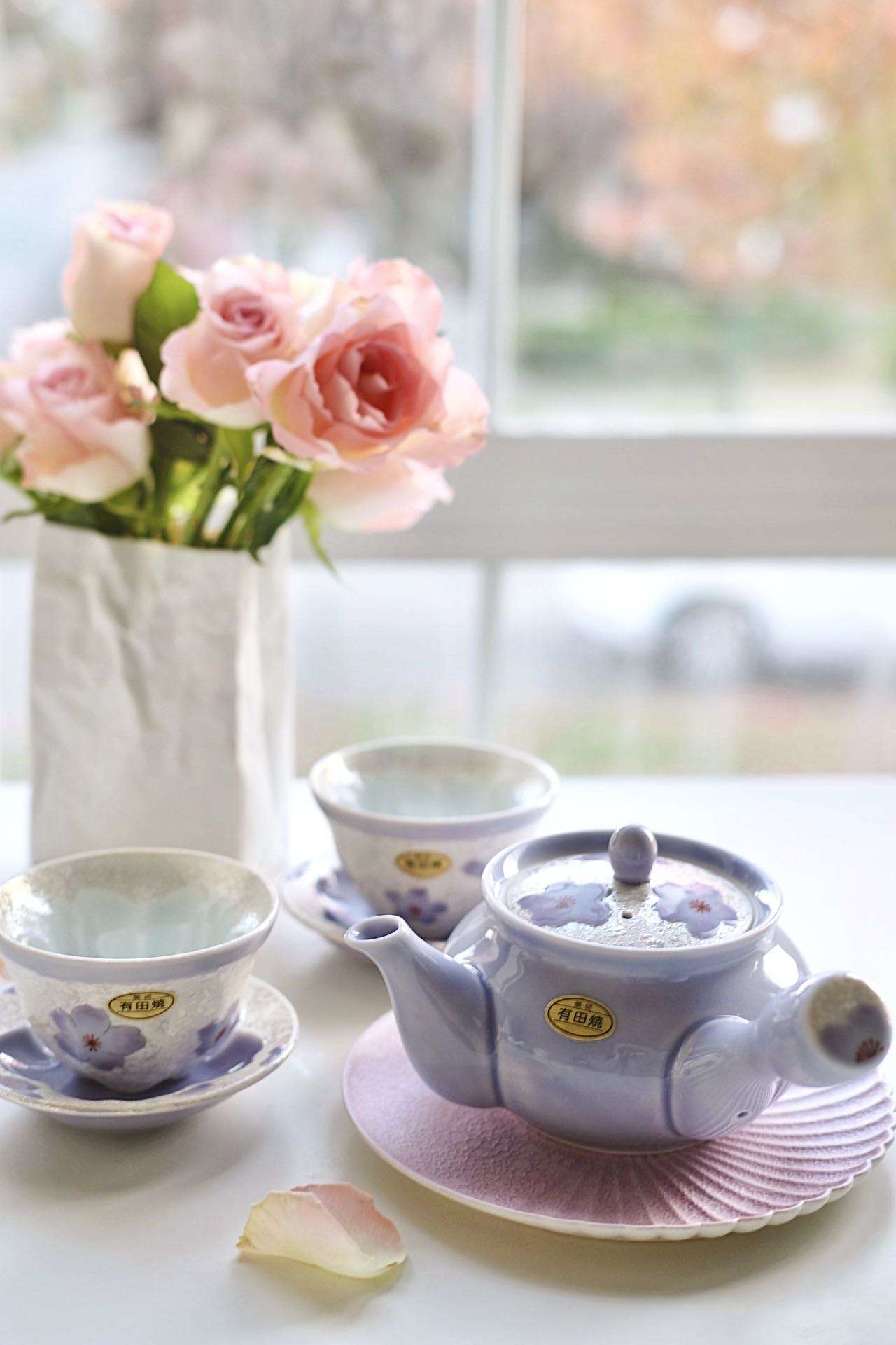 Arita ware Purple Raster Cherry Blossom Teapot