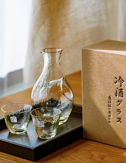 Toyo-Sasaki Amber Glass Sake Set ( Gift Box)