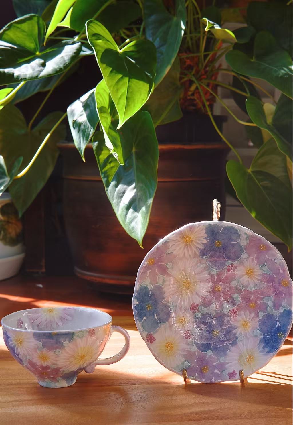 Yuzuriha Flower Coffee Cup Set