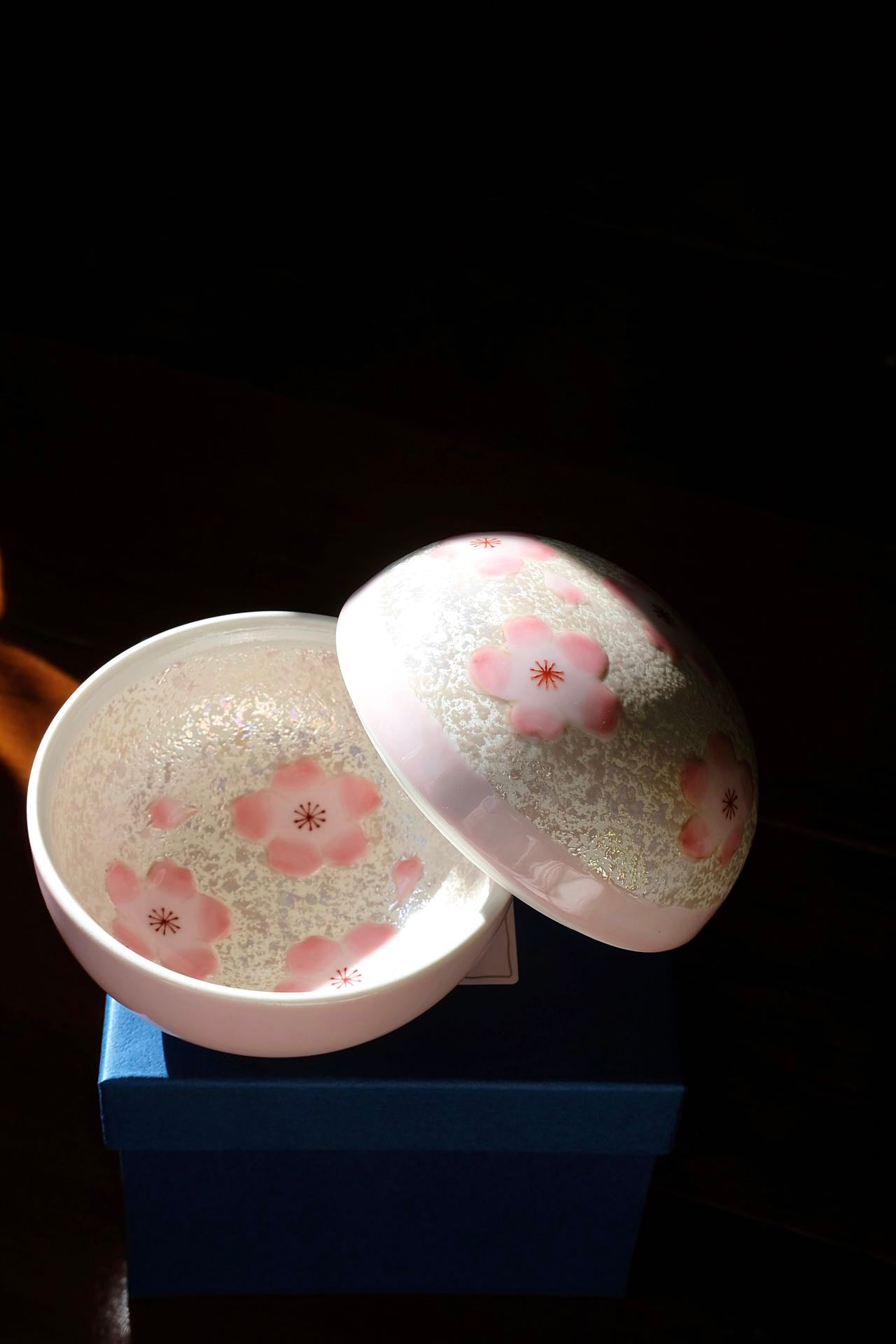 Arita Ware Sakura Jewelly Box with Pearl Glaze