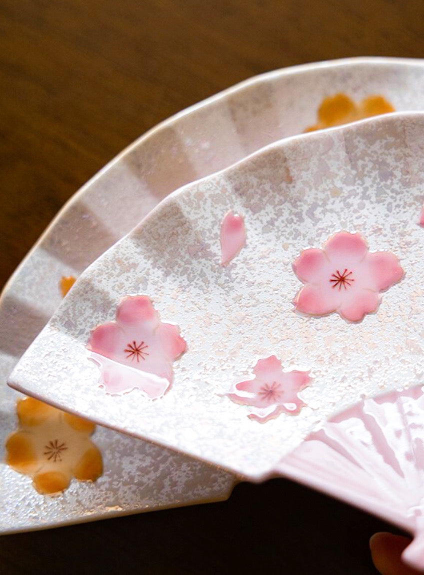 Arita Ware Sakura Fan Shaped - Three Colors