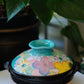 Yuzuriha Series Handmade Pot with Flower -Donabe Size 6