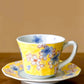 Arita Ware Artist Yellow Coffee Cup with Yellow Flower