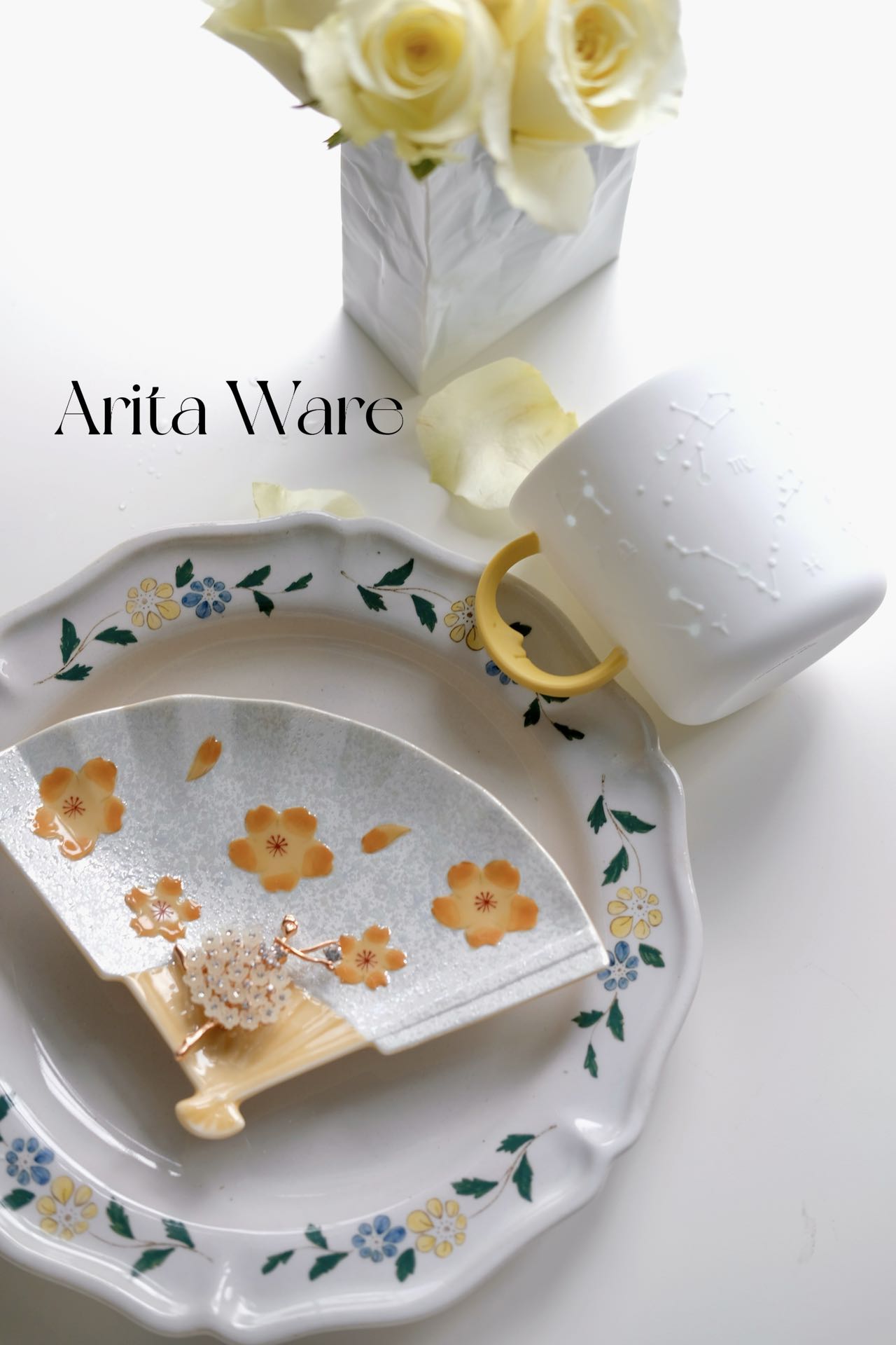 Arita Ware Sakura Fan Shaped - Three Colors