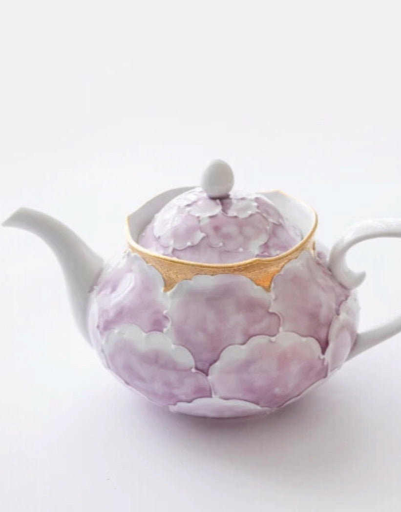 Arita Golden Purple Peony Pots
