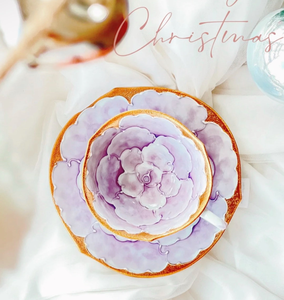 Arita Golden Purple Peony Pots