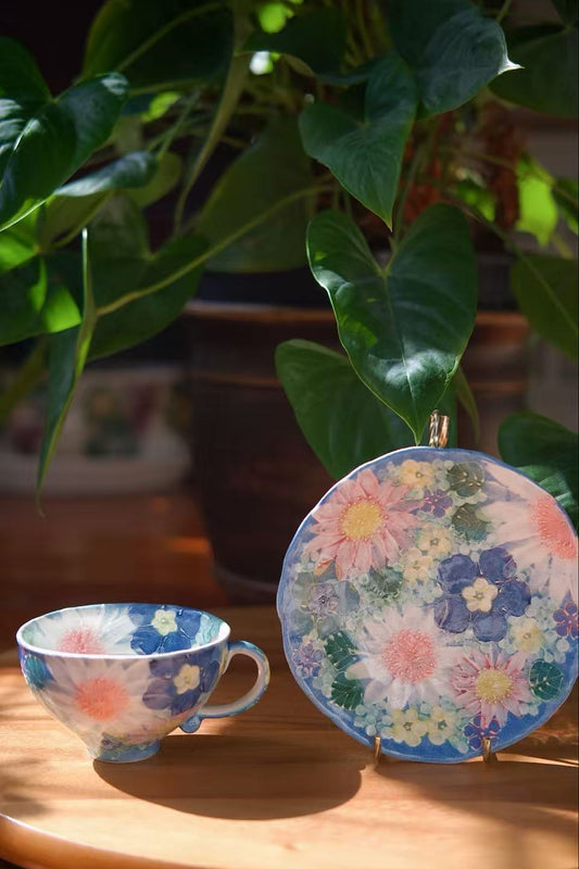 Yuzuriha Flower Coffee Cup Set