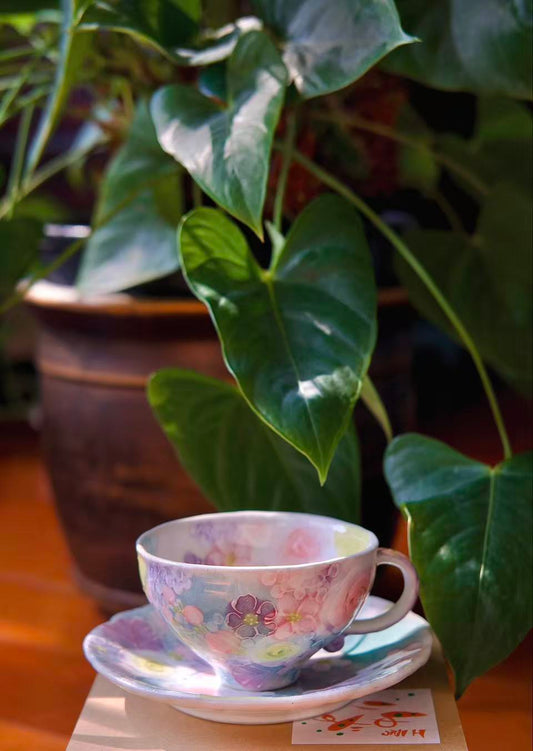 Yuzuriha Flower Coffee Cup Set