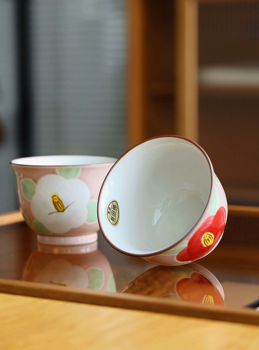 Arita Ware Hand-painted Pink Camellia Tea Set