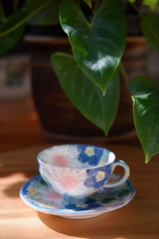 Yuzuriha Flower Coffee Cup Set