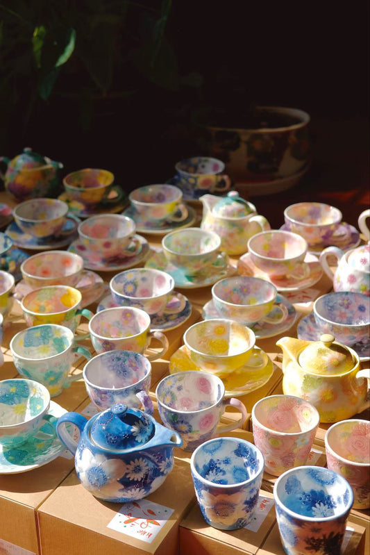 Yuzuriha Flower Coffee Cup Set