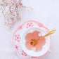 Arita ware Light Pink Glaze Iris Cherry Blossom Coffee Cup and Plate