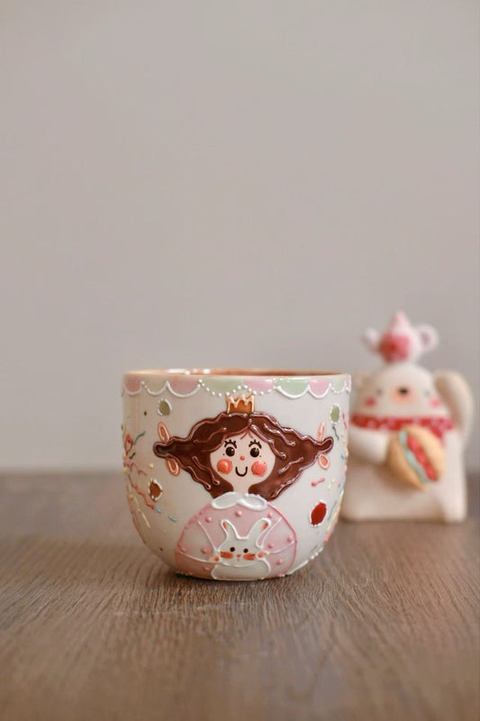 PiPi Pink Girl Coffee Cup with Bunny