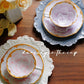 Aritayaki Double Sided Golden Silver Peony Cups and Saucers - Purple